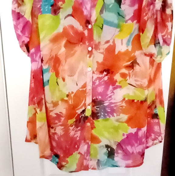 Sheer Short Sleeve Blouse - Picture 5 of 5